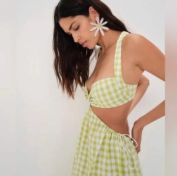 New!For Love and‎ Lemons Maureen Midi Gingham Dress